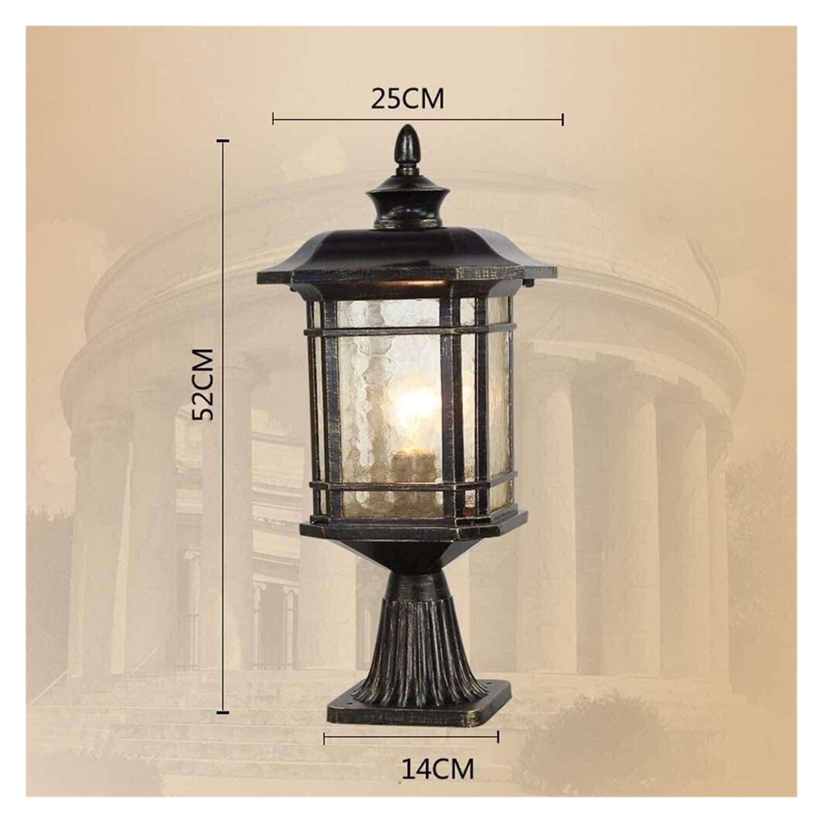 Luci a colonna per cortile Lampada per palo Doria Lampada a colonna nera opaca IP55 Luci per molo impermeabili per esterni Corridoio Portico Padiglione Luci per patio Lampada da giardino in vetro per