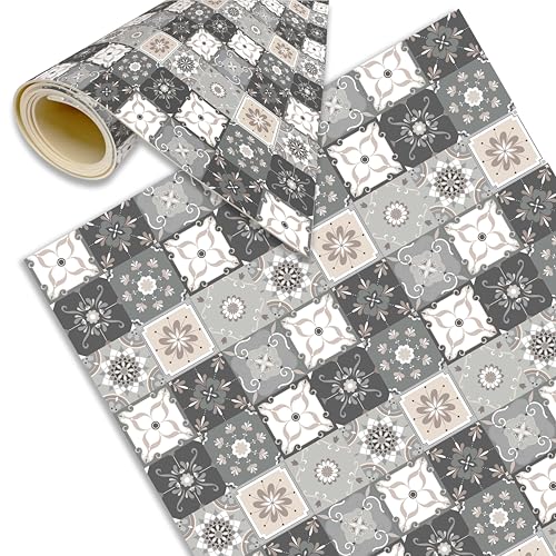 DECORA TU MUNDO - Alfombra Cocina Lavable Antideslizante - Hidraulica- Alfombra vinilica Cocina para Salon - Baño - Pasillo o Terraza - Vinilo Ideal para Exterior (Gris 80x40 cm)