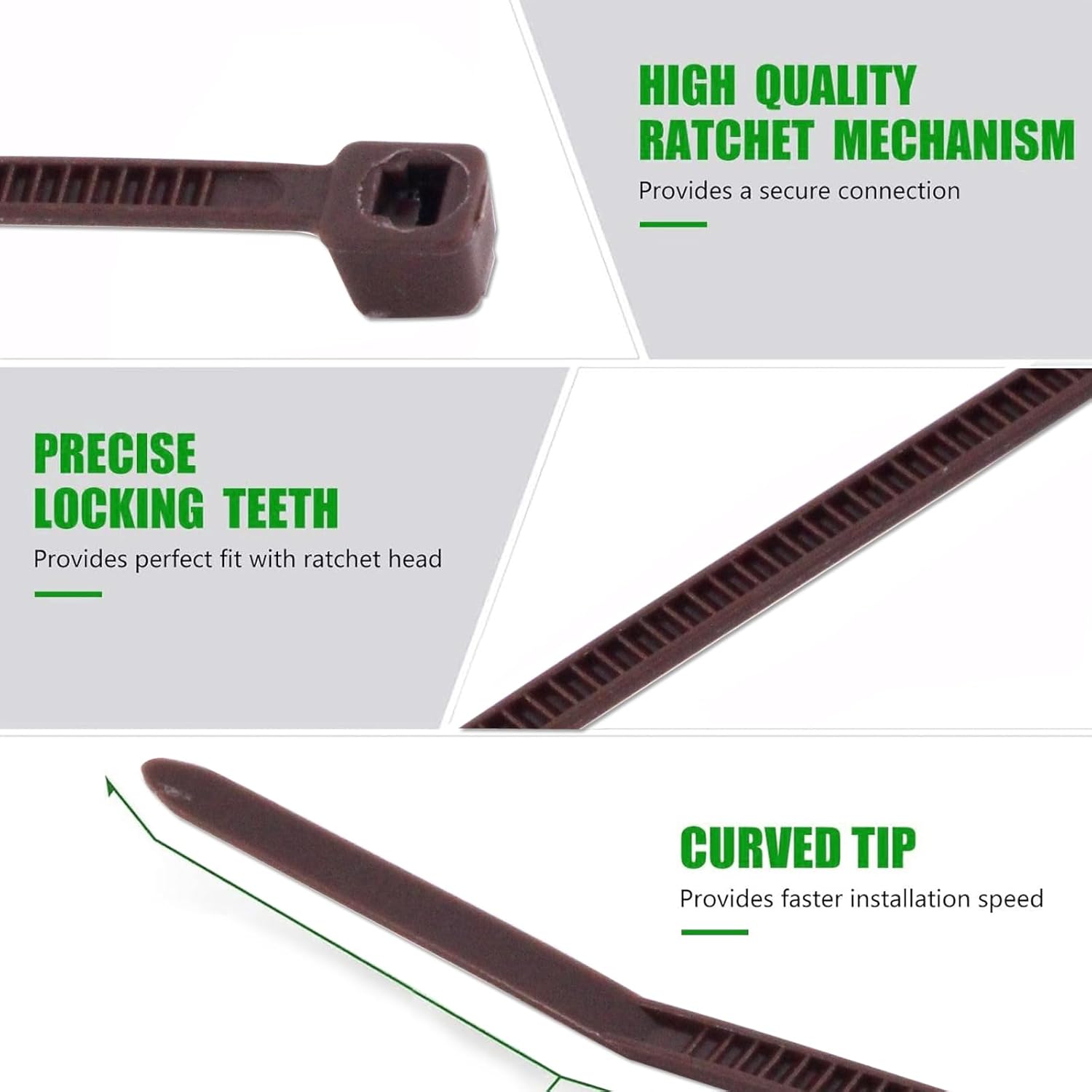 Wide 10 Inch Strong Wood Brown Zip Ties 150 Pack, Standard Durable Cable Ties Wood Color-Outdoor, Garden Ties, Office and Kitchen Use