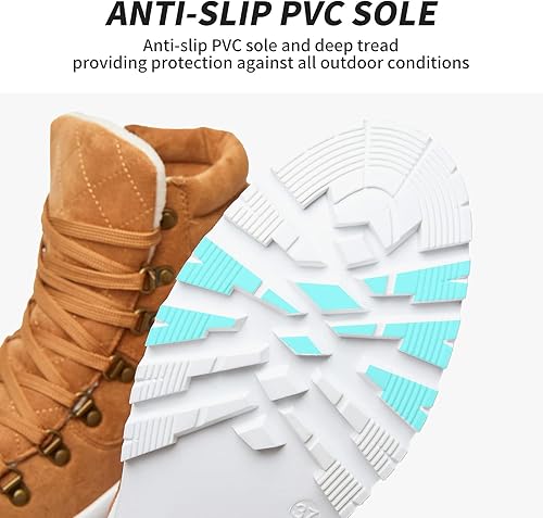 Miniatura 5 de FRACORA Botas de combate para mujer, botas de tobillo con cordones, botas de nieve para invierno, botas de nieve con cremallera lateral