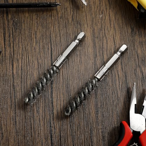 2PCS Golf Clubs Head Hosel Brush, Stainless Steel Golfs Shaft Ferrules Brushes Wire Bore Hex Shank Handle Electric Drill Wire Brushes for Deeply Clean Debris Dust Glue in Golf Club Hosel Holes (2)