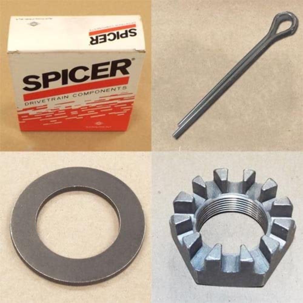 Spicer Dana 44 / Dana 60 Axle Castle Nut, Washer, and Pin Compatible with 1994-2001 Dodge Ram