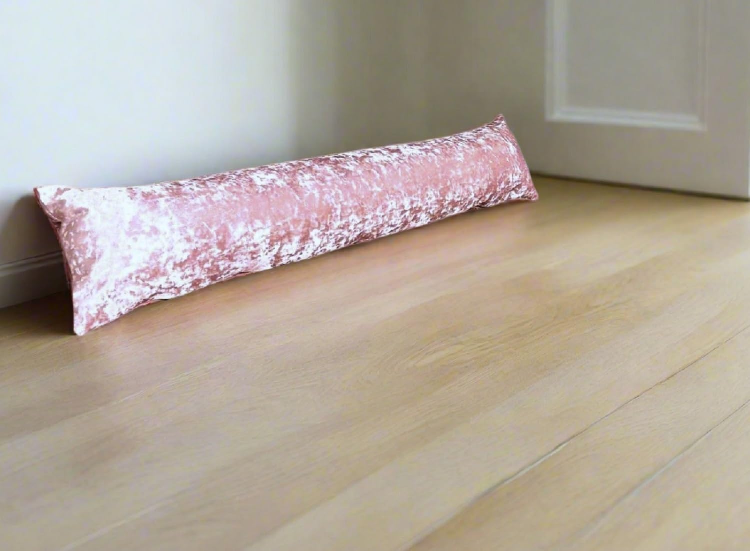 Classic Home Store Pink Draught Excluder Pale Crushed Velvet Door/Window Draft Stopper (3Ft)