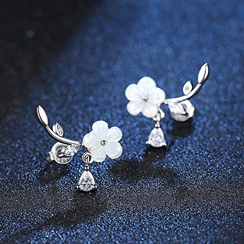 Sweet White Flower Ear Crawler Cuff Earrings Sterling Silver Diamond Cz Stud Ear Climber Wedding Earring Jewelry Gifts For Women Girls #TOP1