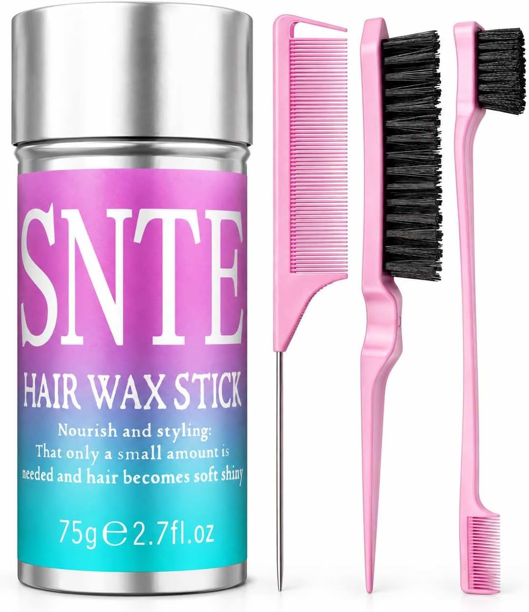 Hair Wax Stick, Slick Back Hair Brush - Tame Frizz, Flyaways Control