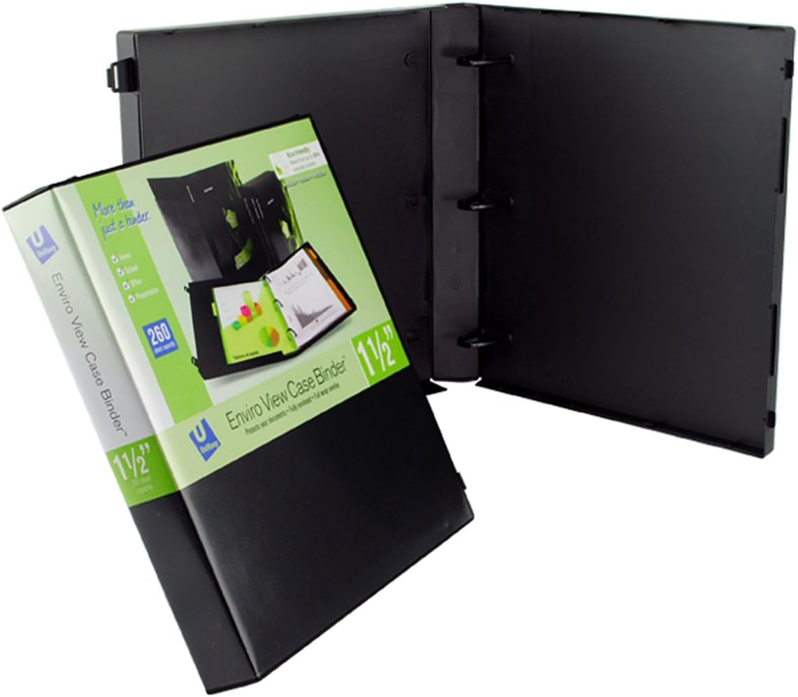 UniKeep 3 Ring View Binder - Binder Case is Fully Enclosed - Available in White, Clear, or Black and in Different Spine Sizes (Box of 15, Black, 1.5 Inch)
