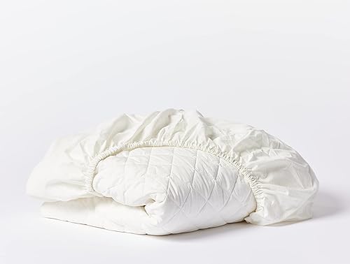 Coyuchi Protector de colchón de algodón orgánico, individual, funda de colchón de algodón suave, color blanco