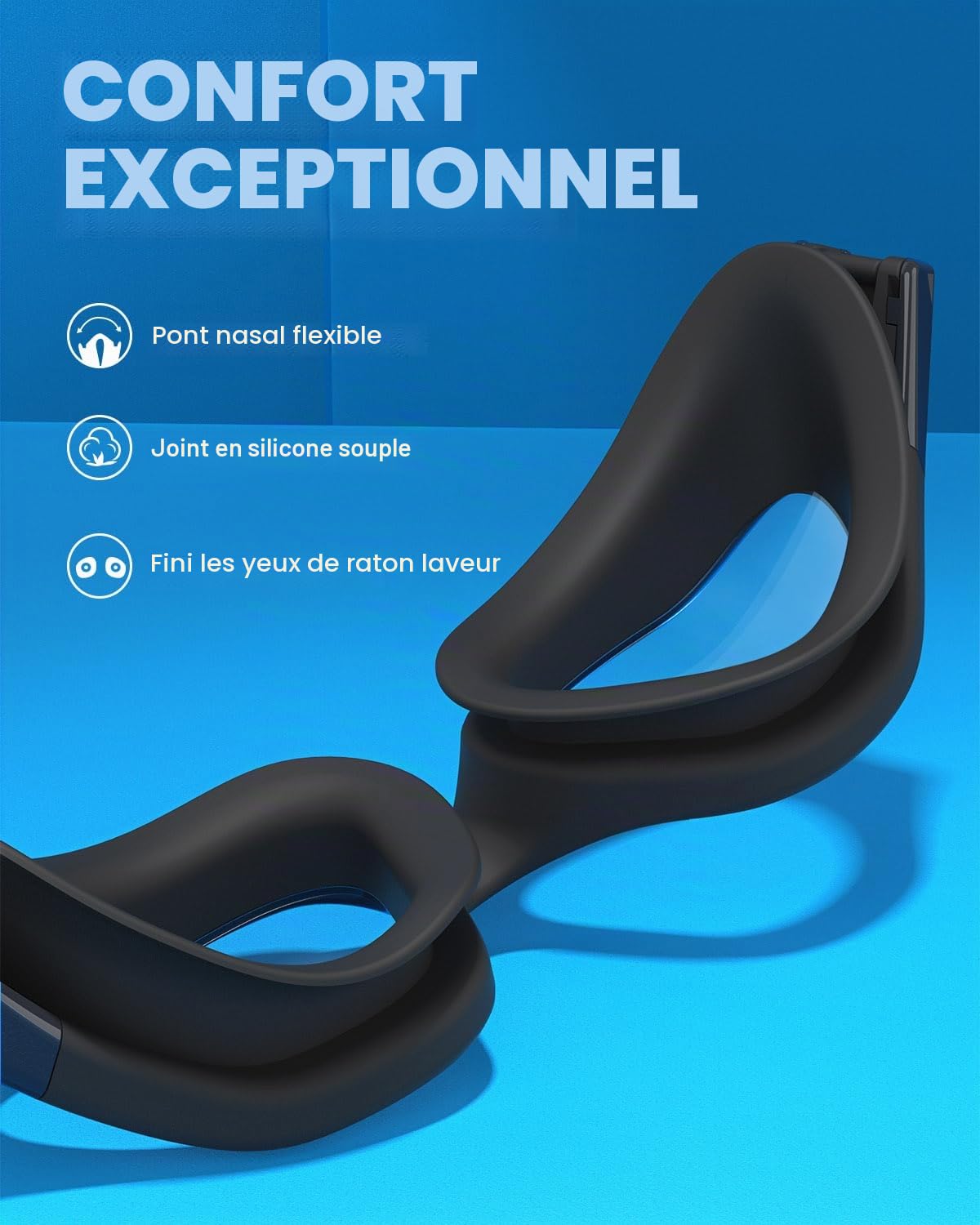 ZIONOR G1MS Lunettes de natation optiques, anti-fuite et anti-buée, verres correcteurs professionnels, avec correction visuelle/dioptrie, protection UV pour hommes et femmes, pour le plein air