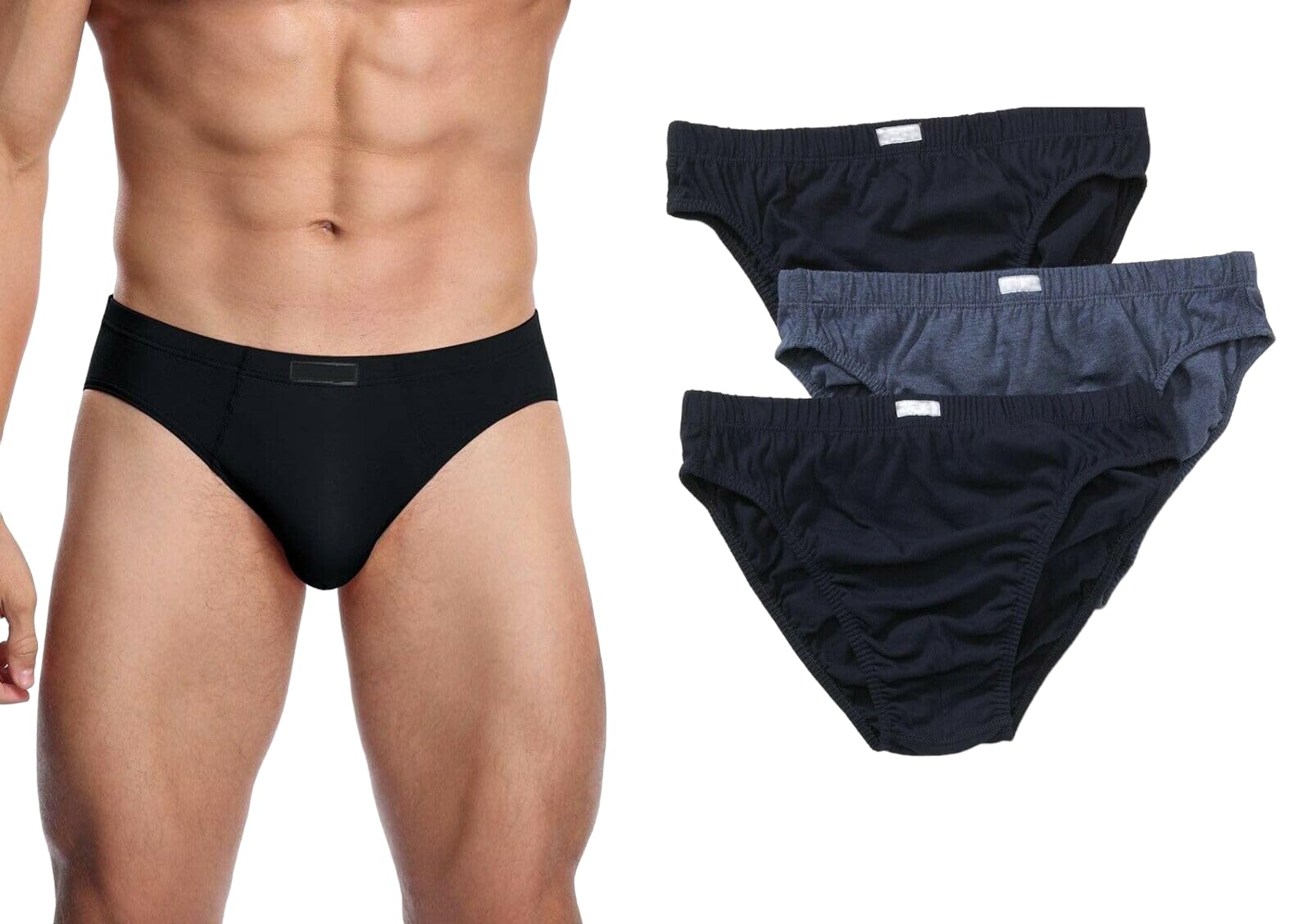 Pack of 3 or 6 Mens Classic Sports Soft Cotton Underwear Ribbed Slips Briefs Underpants