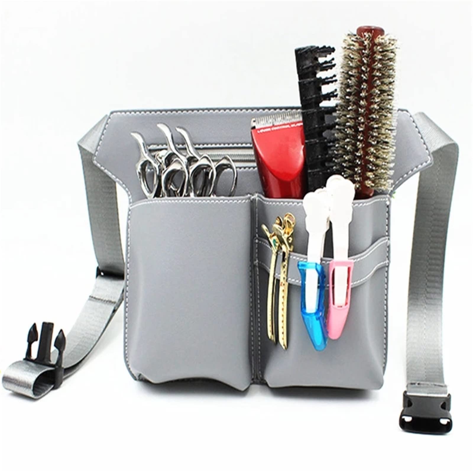 FDEFIRTFG Hairdressing Tool Belt Bag, Belt Barber Packet Salon Holster Pouch Hairdressing Scissors Kit Bag for Hairdressers(Grey)