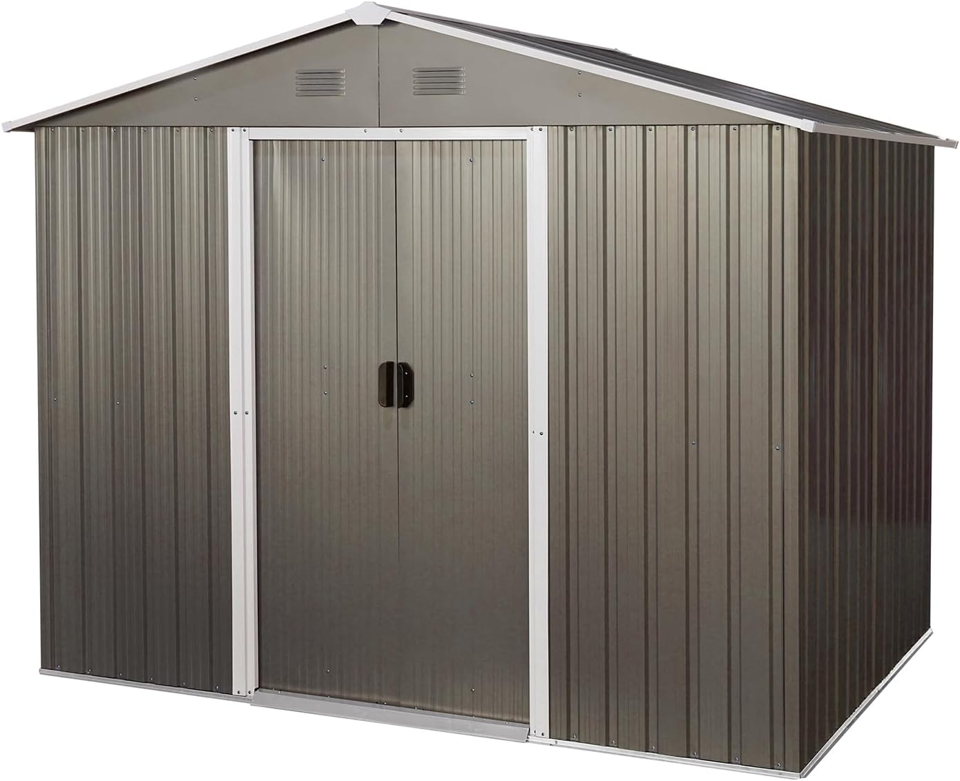 Gray 6' x 8' Outdoor Metal Storage Shed with Floor Base