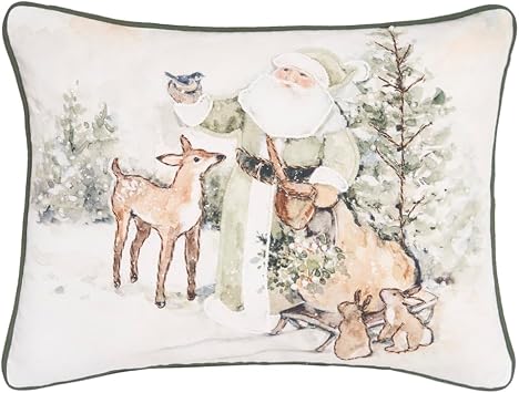 C&F Home Winter Santa & Animals Throw Pillow 14" x 18" 14" x 18" Green