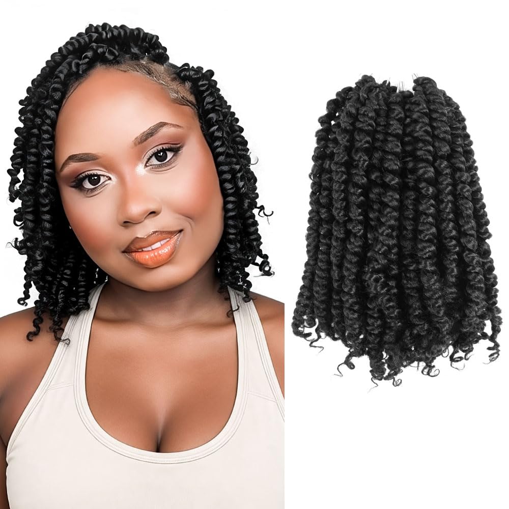 KAVSORAPI Passion Twist Hair,8 Inch Passion Twist Braiding Hair,Short Pre Looped Crochet Twist Jumbo Pre-twisted Two Strand Braids 8 Packs (1B/Natural