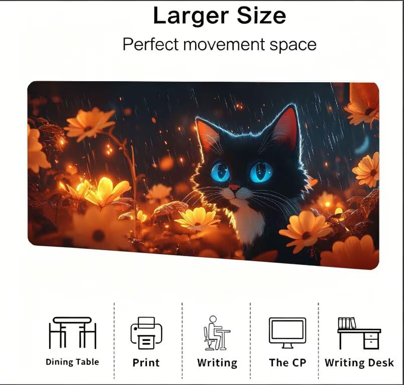 Tapis de souris XXL de haute qualité avec base en caoutchouc et bords cousus - 2
