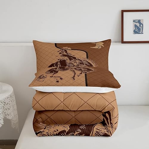 Miniatura 5 de Castle Fairy Juego de edredón de tamaño matrimonial con diseño de rodeo de vaquero occidental, con estampado de animales, sombreros y botas,