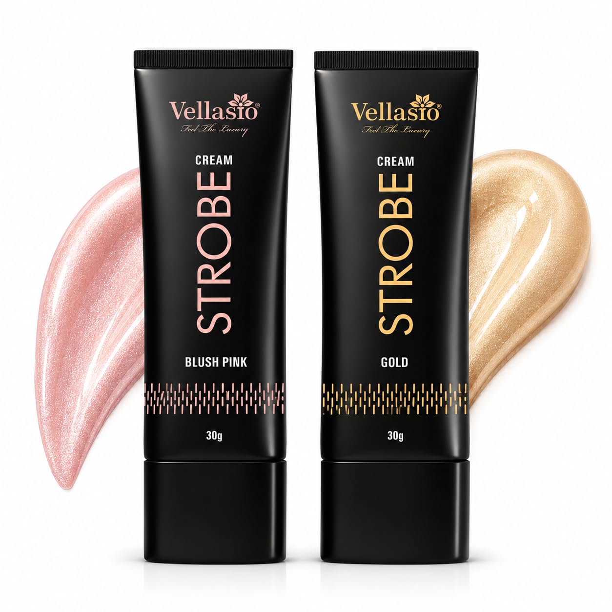 Vellasio Strobe Cream, Gold and Blush Pink, 30g Each, 3-in-1 Primer Highlighter Moisturiser for Radiant Glowing Skin-image-49