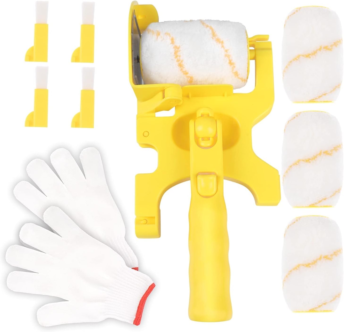 STUFY11Pcs Clean-Cut Paint Edger Roller Brush Multifunctional Hand-held Roller Paint Brush Clean Paint Edger Wall Painting Glove Sets
