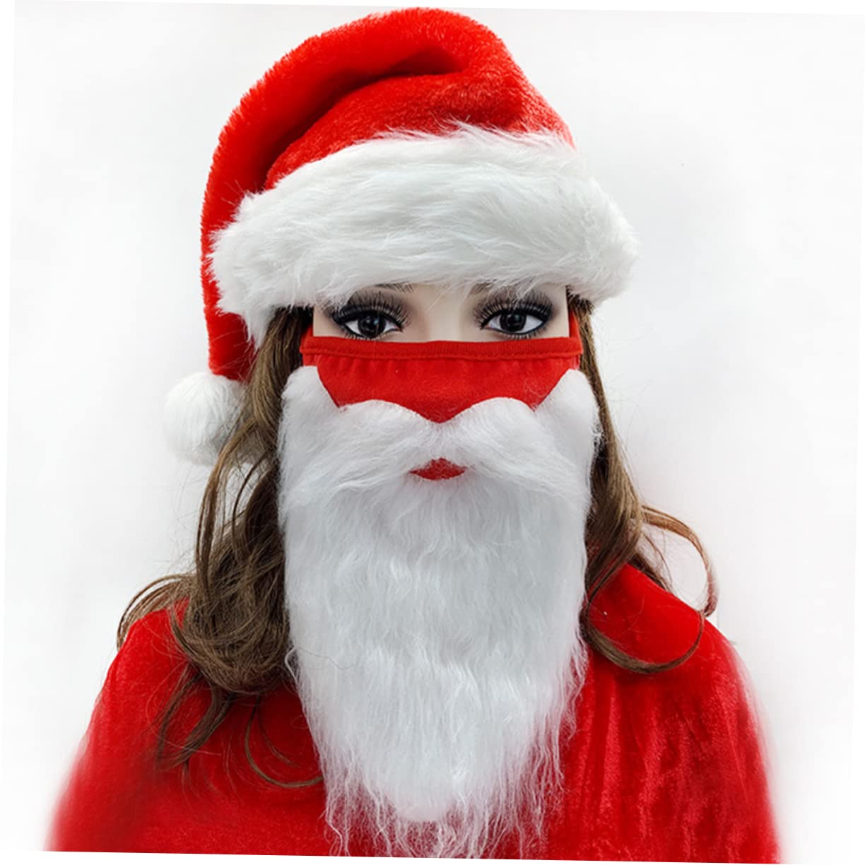 LIFKOME 5 Set Abito Natalizio Sopracciglio Finto Cappello Da Festa Di Natale Puntello Cosplay Di Babbo Natale Cappelli Di Accessorio Del Costume Di Babbo Poliestere Rosso