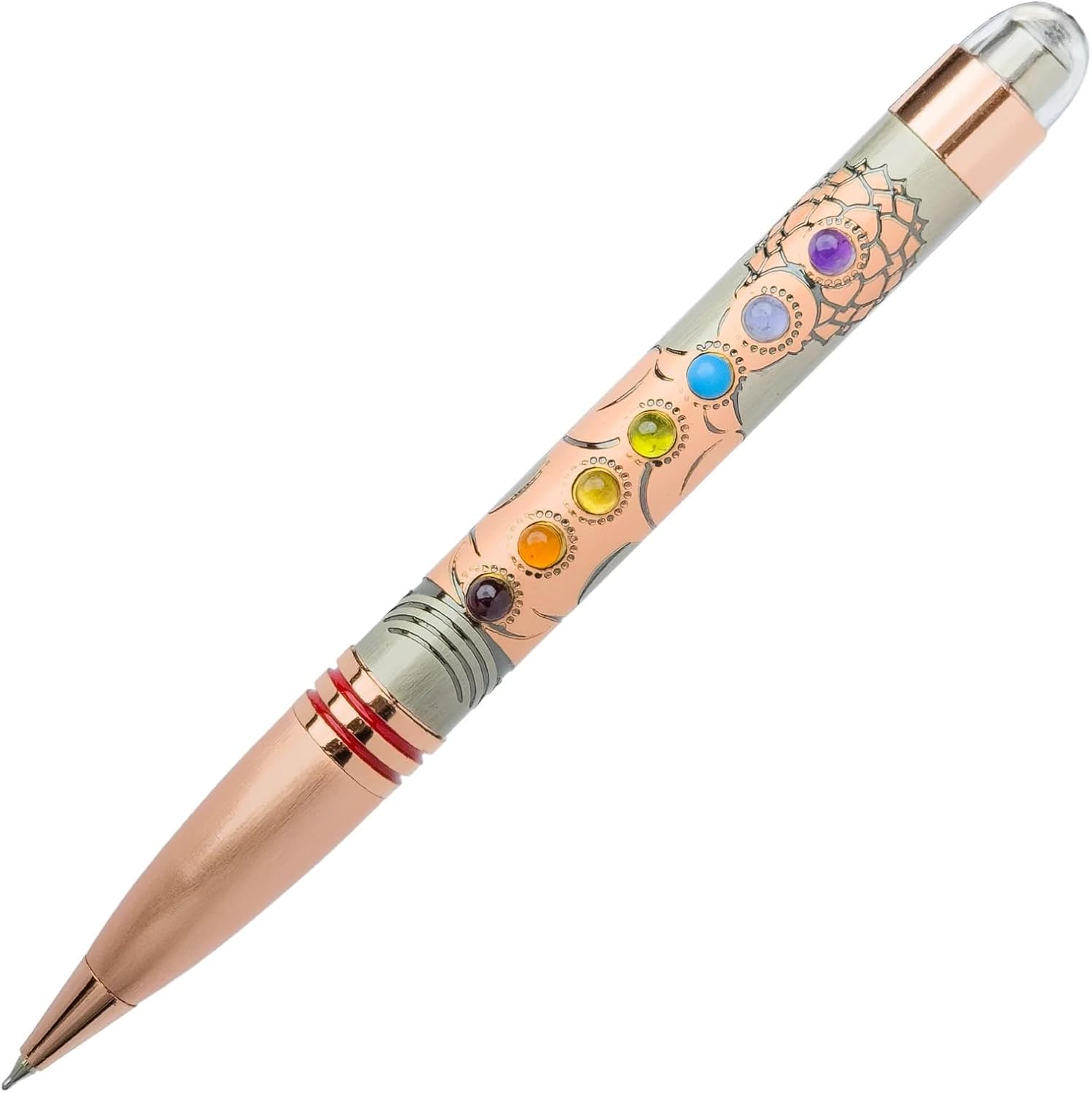 Submarine 1615, 7 Chakra Ball Pen – Premium Metal Body, Comes With Blue and black Ink Refill, Magnet On Top & 7 Unique Chakra Stones Embedded For Spiritual Alignment