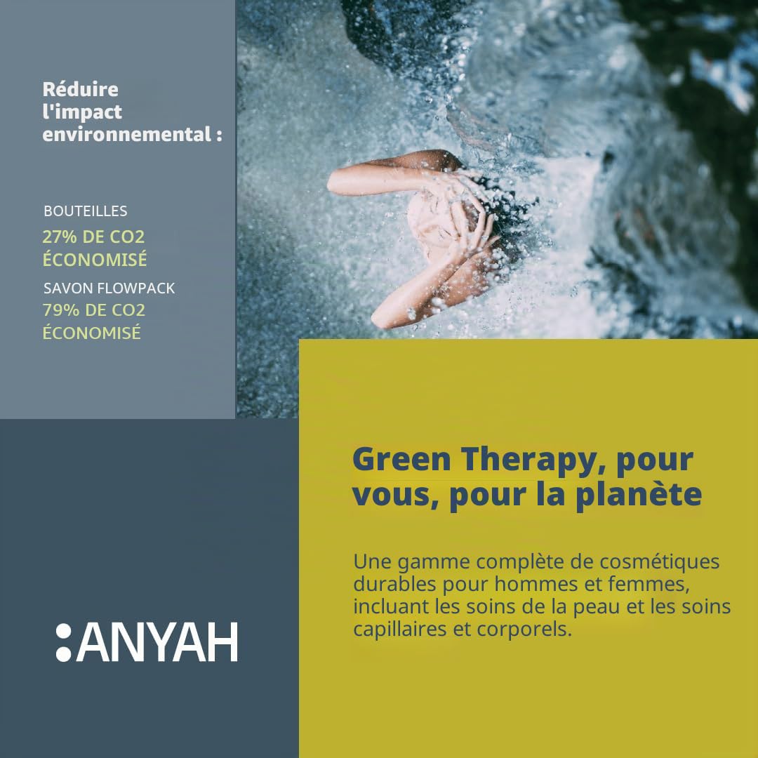 Anyah – Gel Douche - 4x480ml - Lot de 4 - Non Rechargeable - Avec Précurseur de l'Acide Hyaluronique - Testé Dermatologiquement - Savon pour le corps - Fabriqué et Conditionné en Italie