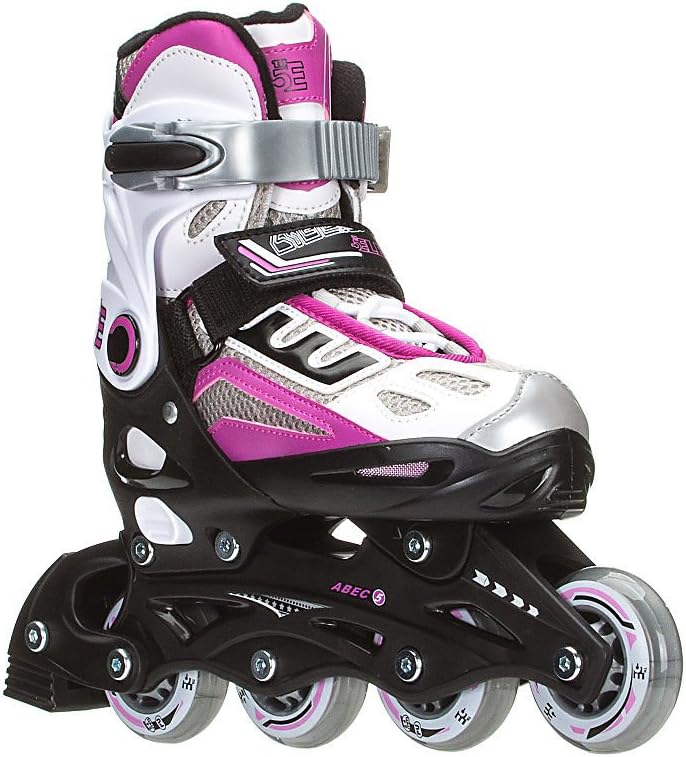 5th Element G2-100 Adjustable Girls Recreational Inline Skates - 2-4/White-Pink