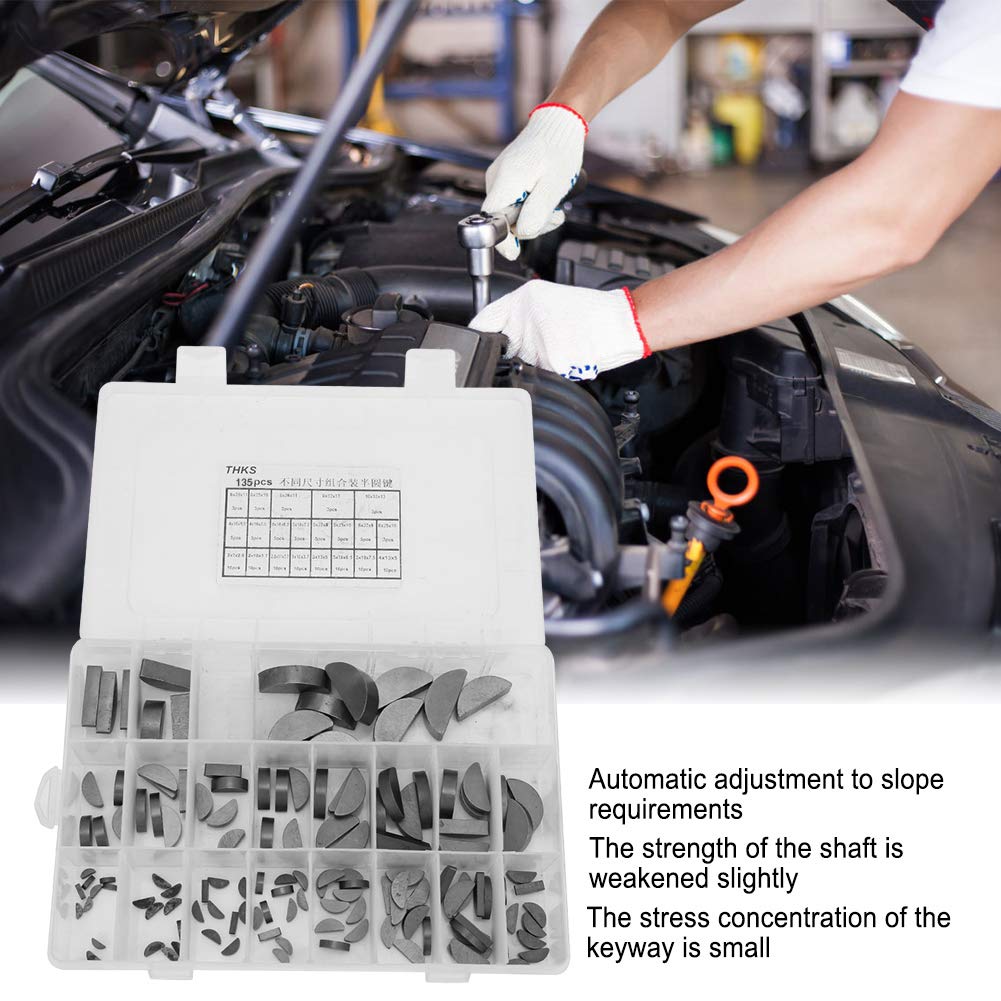 Kit di chiavi a semicerchio multiuso per motore, puleggia manovella, 135 pezzi