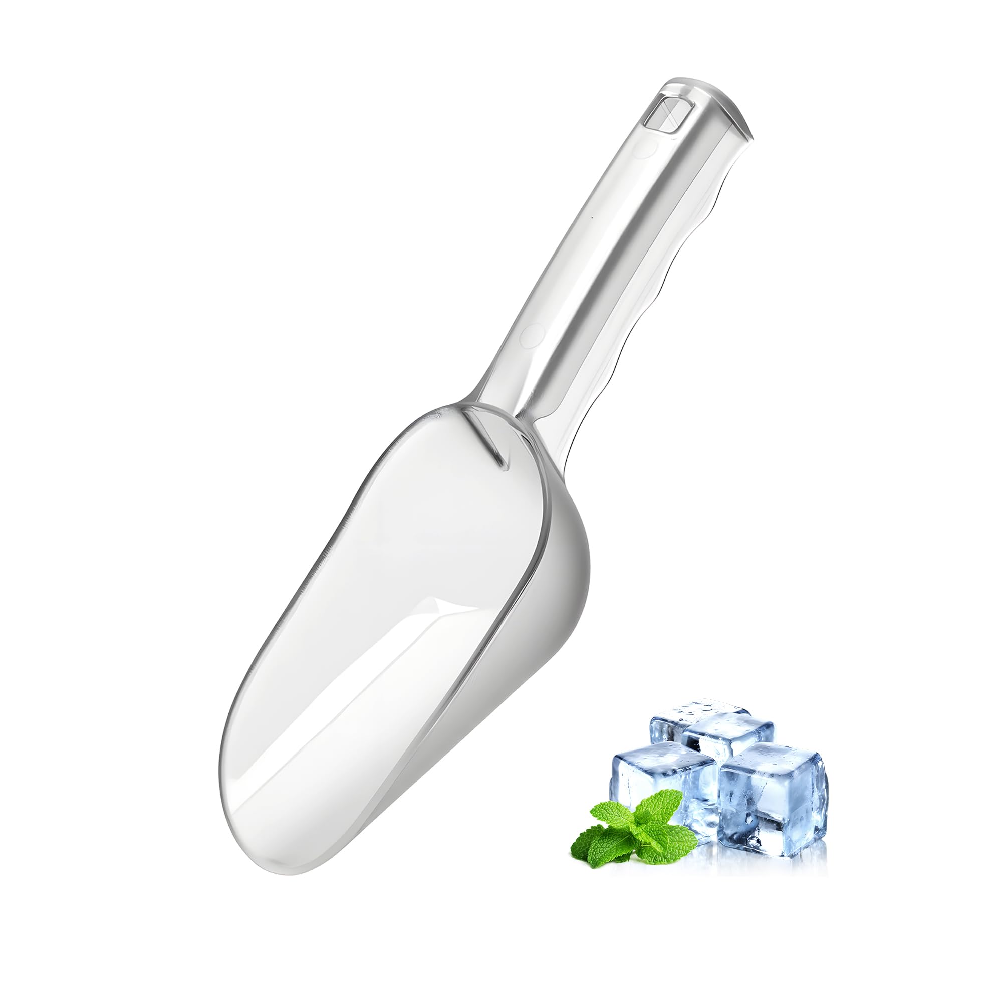 12oz Clear Polycarbonate Ice Scoop – BPA-Free Food Safe Scoop with Ergonomic Handle for Shaved Ice Machine