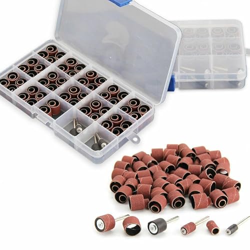 Image of 104Pcs Sanding Band Drum Sleeve 60 120 320 Grit with 4 Drum Mandrel For Dremel Rotary Tool
