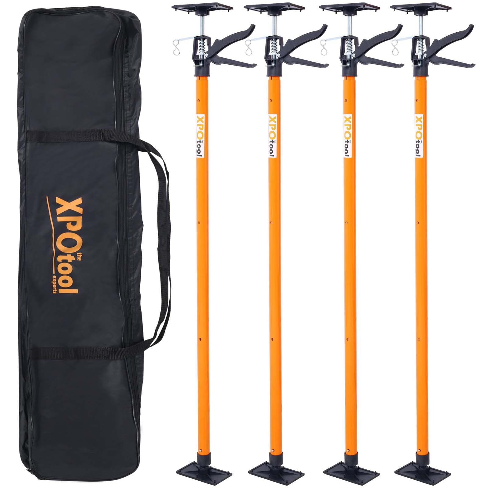 4 Pack Adjustable Support Pole, Steel Telescopic Adjustable 3rd Hand Support System, Extends 45 to 114 Inch, Supports up to 154 lbs for Jacks, Cargo Bars, Drywalls (Orange, 45