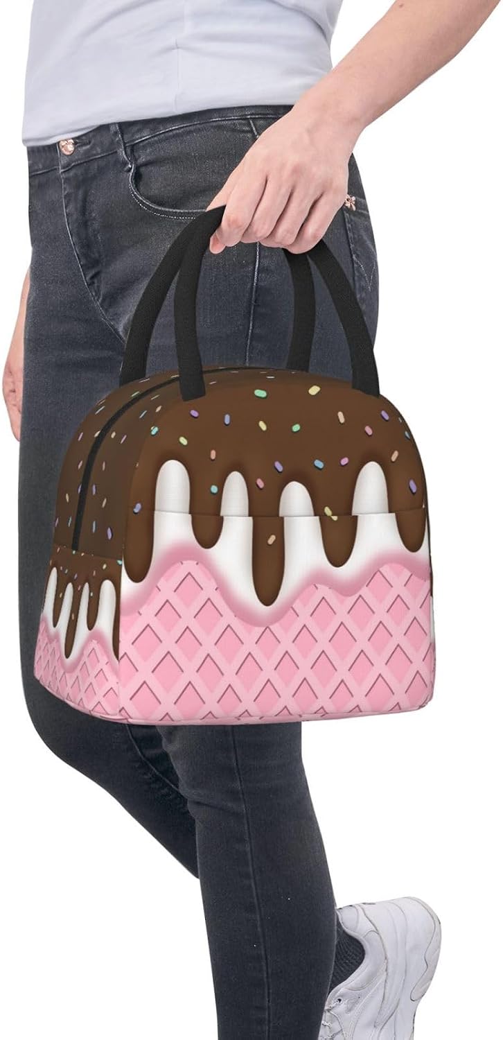 Custom Name Lunch Box Personalized Text Cute Printed Insulated Lunch Box Customized Handle Reusable Meal Bags For Man Woman Girls Boys School Work Office Travel