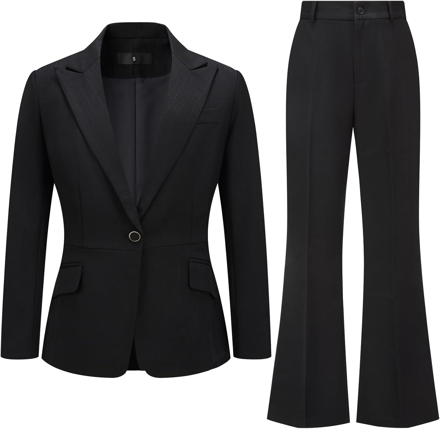 2 Piece Women Pants Suit Office Lady Pin Striped Business Formal Set Pinstripe Blazer Jacket Bootcut Pants Work Outfits