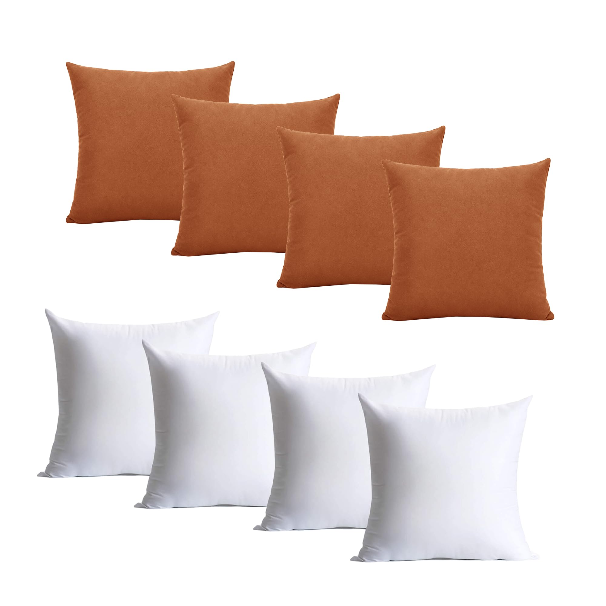 Hafaa Rust Cushions with Covers Included Pack of 4, 40 x 40 cm Soft Microfiber Cushions, Decorative Throw Pillows with Hidden Zip Closure for Sofa, Bed, Living Room & Home Décor
