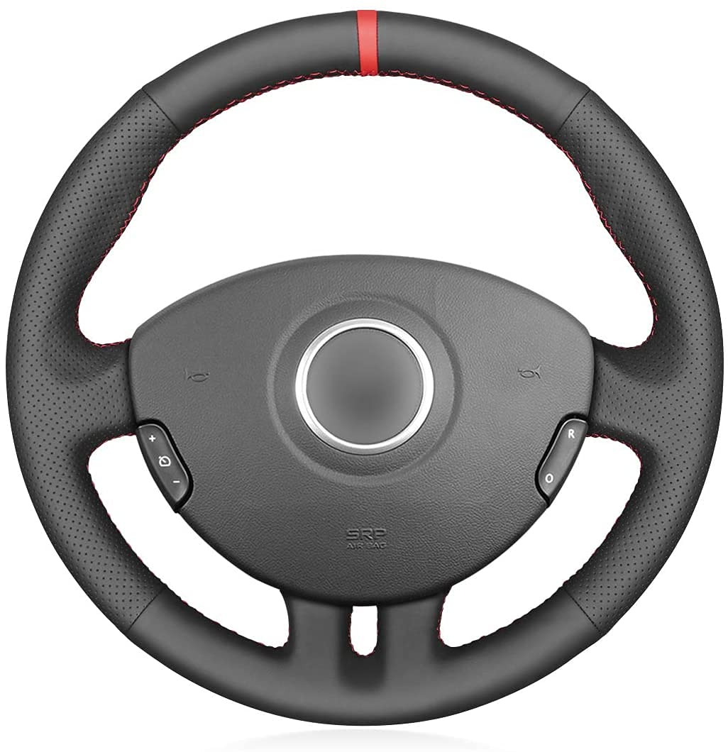 MEWANT Car Steering Wheel Cover for Renault Clio 2005-2012 Specific Suede Handmade Couture