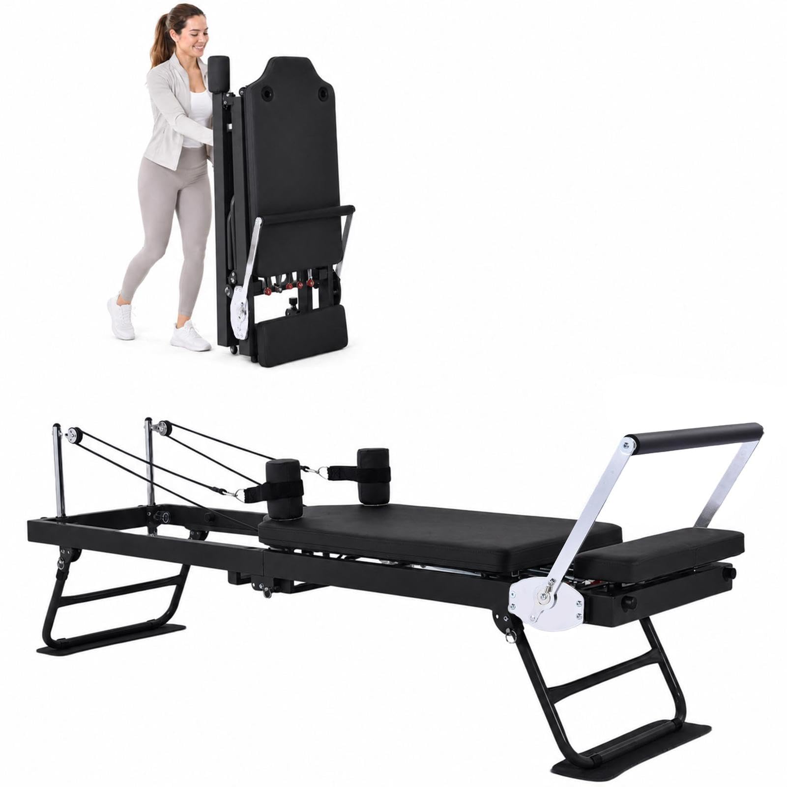 Attrezzatura Pieghevole Per Pilates, Riformatore Pieghevole Per Pilates, | Lettino Per Allenamento Pilatess Core,La Macchina Pieghevoles Per Allenamento Fitness A Casa Supporta Fino A 300