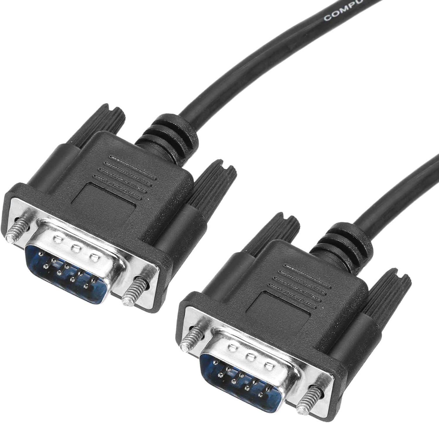 6.6 ft DB9 RS232 Serial Cable, Straight Through RS-232 Male to Male 9 Pin Extension Cable for Data Communication, Black