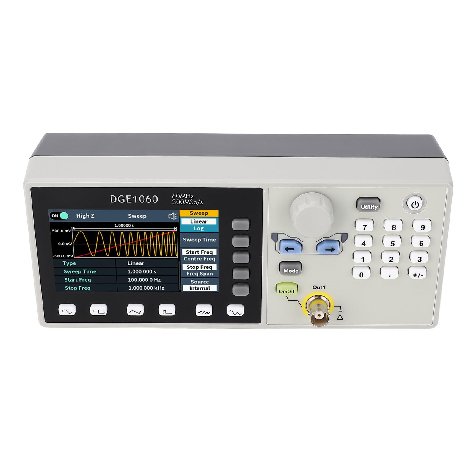 60MHz Signal Generator, Breiter Frequenz Bereich 1uHz Bis 60MHz mit 160 Willkürlichen Wellenformen, für Elektronische Experimente Kommunikation Tests (EU -Stecker)