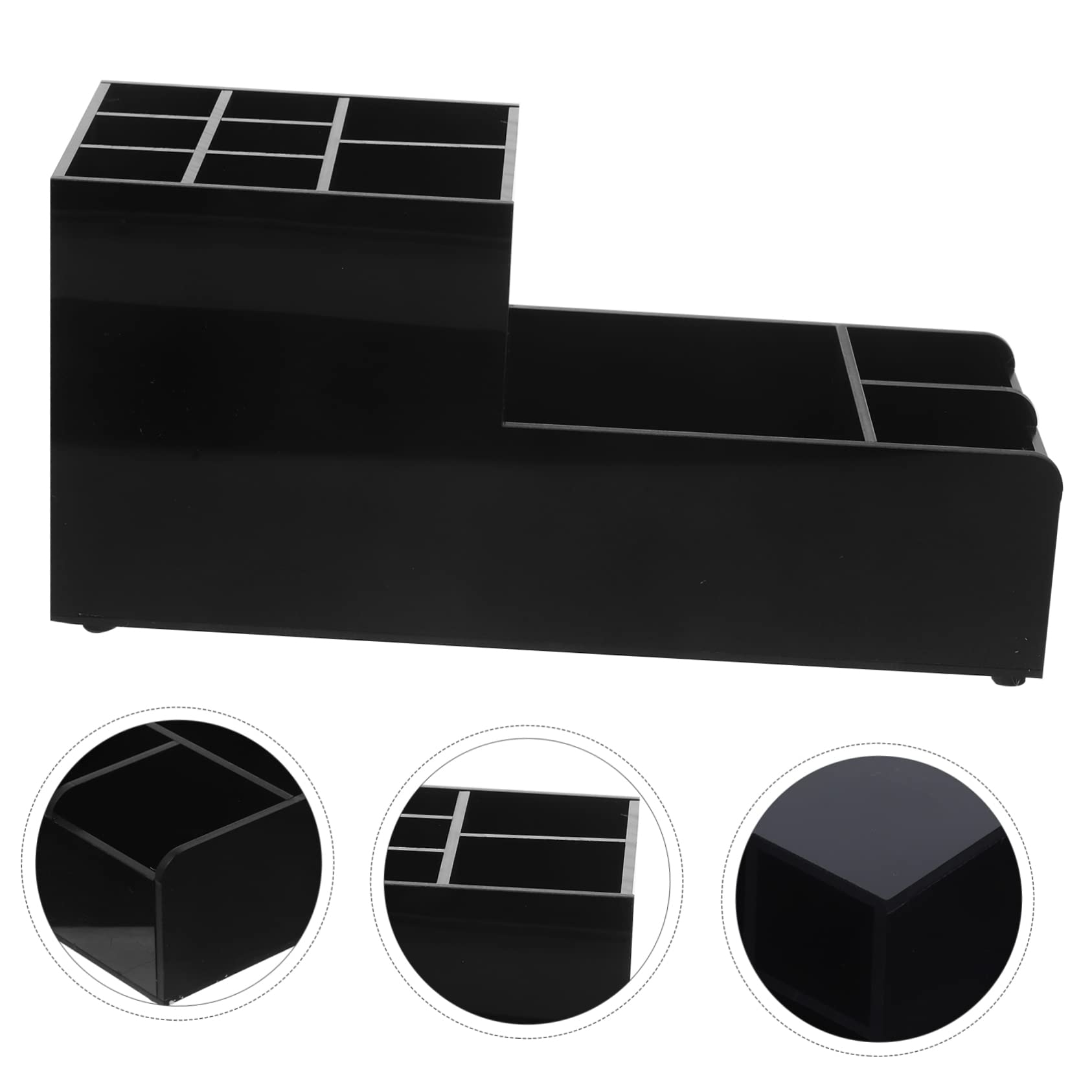 Organizador de Herramientas de Bar Acrílico Negro con 11 Compartimentos | Diseño Dividido que Ahorra Espacio, para Barra y Estación de Café de Oficina
