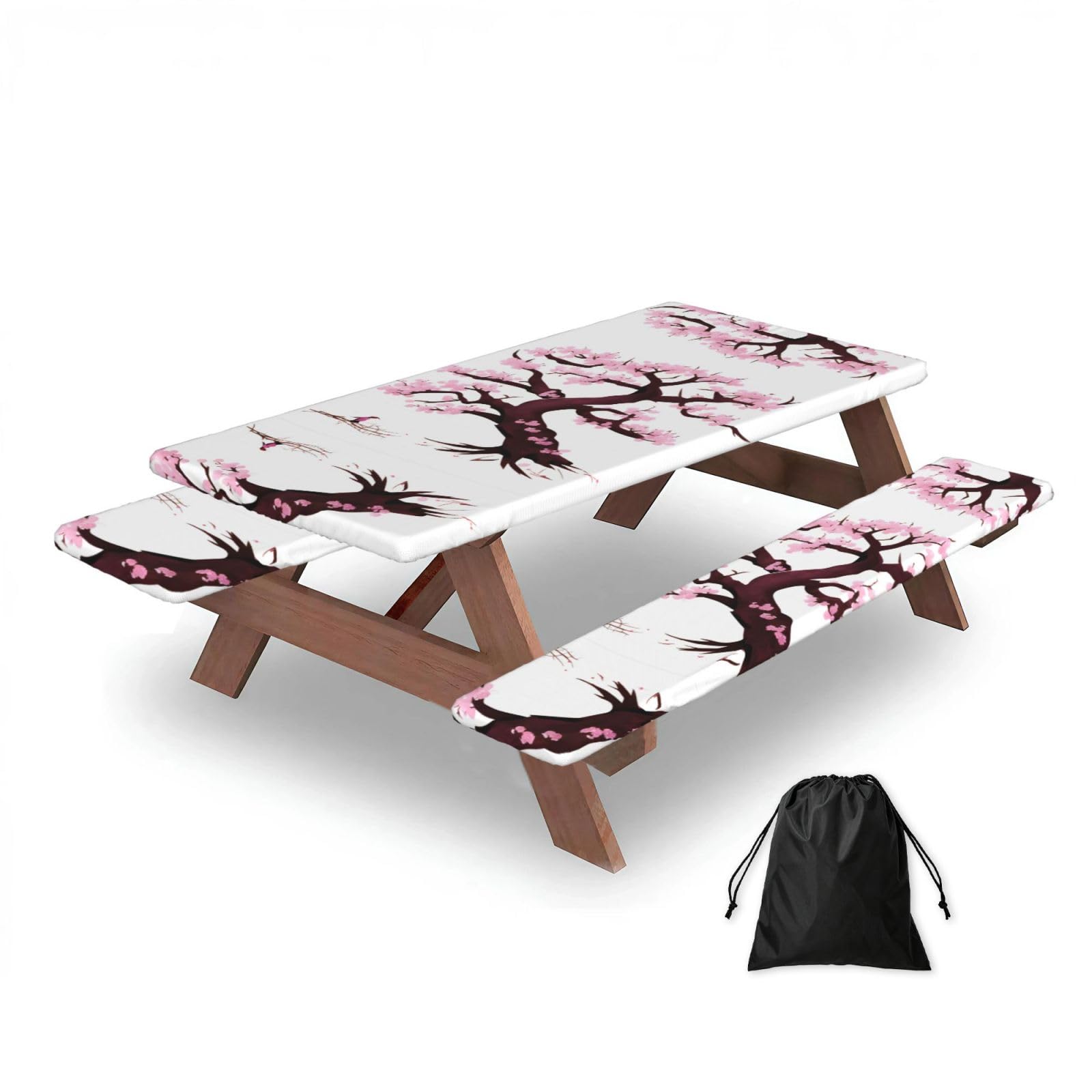 Cherry Blossoms Tree Rectangular water-repellent picnic tablecloths, outdoor camping, picnic, BBQ