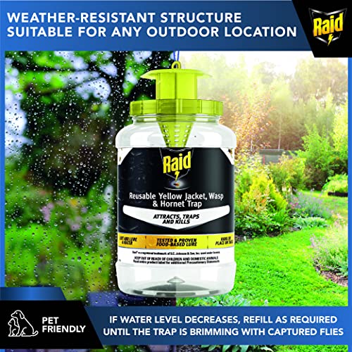 Raid Xl Yellow Jacket Trap, Wasp Trap & Bee Trap - Wasp Traps Outdoor Hanging With Tie - Carpenter Bee Trap, Hornet Trap & Wasp Killer - Carpenter Bee Traps For Outdoors & Wasp Repellent Outdoor #TOP4