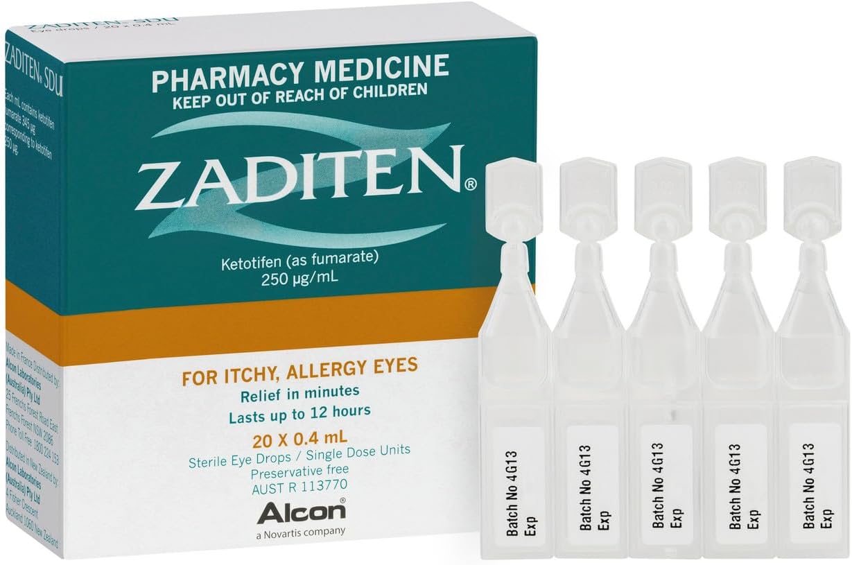 Zaditen Eye Drops Single Use Vial 0.4ml X 20 Health