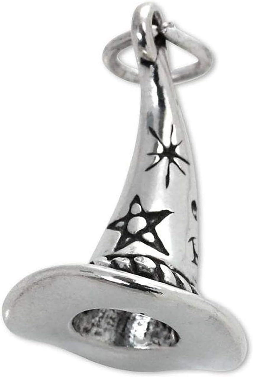 1 Wizard Witch Hat Halloween 3D 925 Solid Sterling Silver Charm Pendant Bracelet Jewelry Making Supply