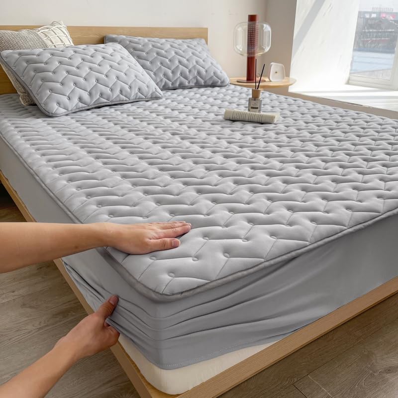 Protector Impermeable Colchon, Cubre Colchon Juego de cama impermeable de 3 piezas, 1 funda de colchón, 2 fundas de almohada, sábana ajustable suave y cómoda, protector de colchón duradero y lavable.(