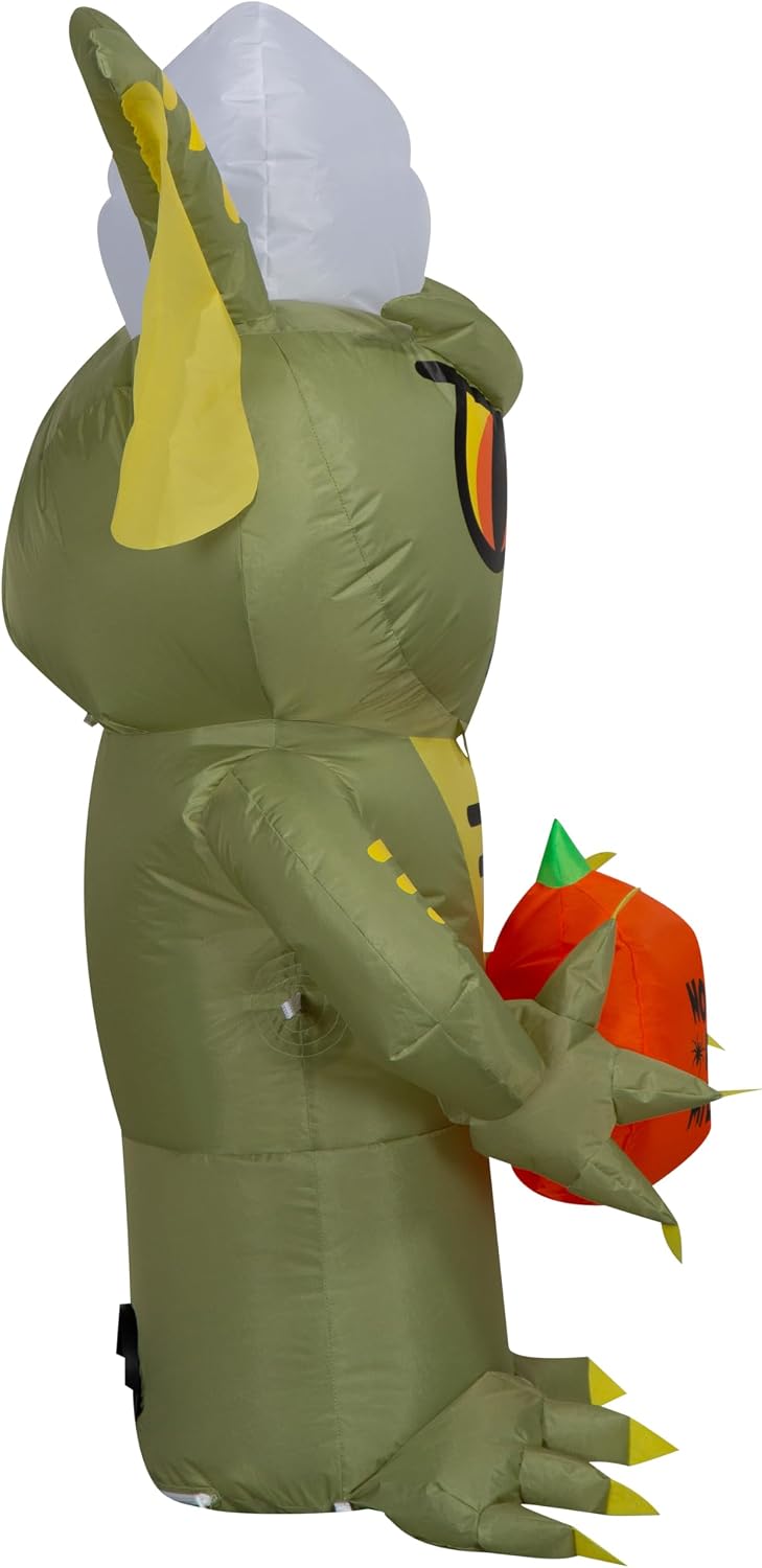 Gemmy Stripe Halloween Inflatable, 3.5 Ft Tall Lighted Gremlins Yard Decoration with No Candy After Midnight Jack O'Lantern, Outdoor Decor with Stakes and Tethers