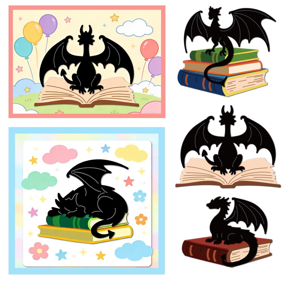 DELORIGIN Dragons Books Cutting Dies Card Making Die Stencil Carbon Steel Die Cuts Card DIY Scrapbooking Cuts Stencils Paper Embossing Template for Greeting Cards Paper Craft Album Invitation Decor