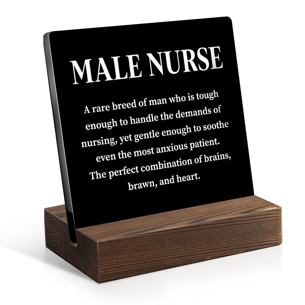 Male Nurse Definition Acrylic Sign with Wooden Stand, Appreciation Gifts for Male Nurse Healthcare Worker, Men Nurse Gifts, Thank You Nurse Gifts, Nurses Week Gifts for Men