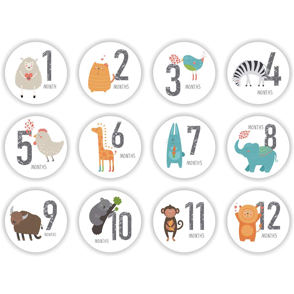 YUOIUX Photo Month Sticker 12 Pcs　Baby Pregnant Monthly Stickers Memory Sticker Props