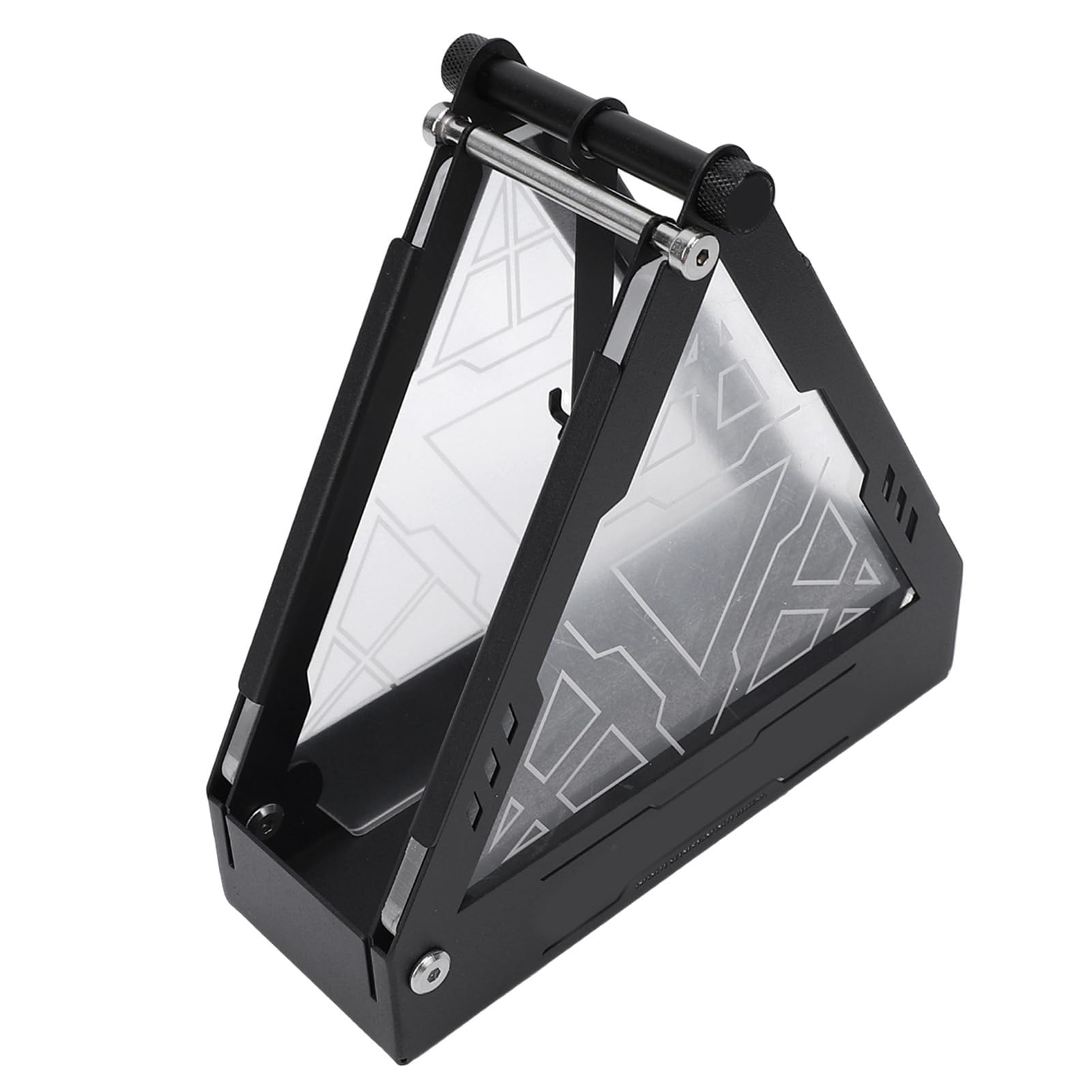 CHICIRIS Trójkątna Skrzynka na Lampy, Wielofunkcyjny Akrylowy Stojak na lampę ze Stali Nierdzewnej, Składana Konstrukcja i Wzór Geometryczny, do Użytku Zewnątrz, Patio, Kempingu,
