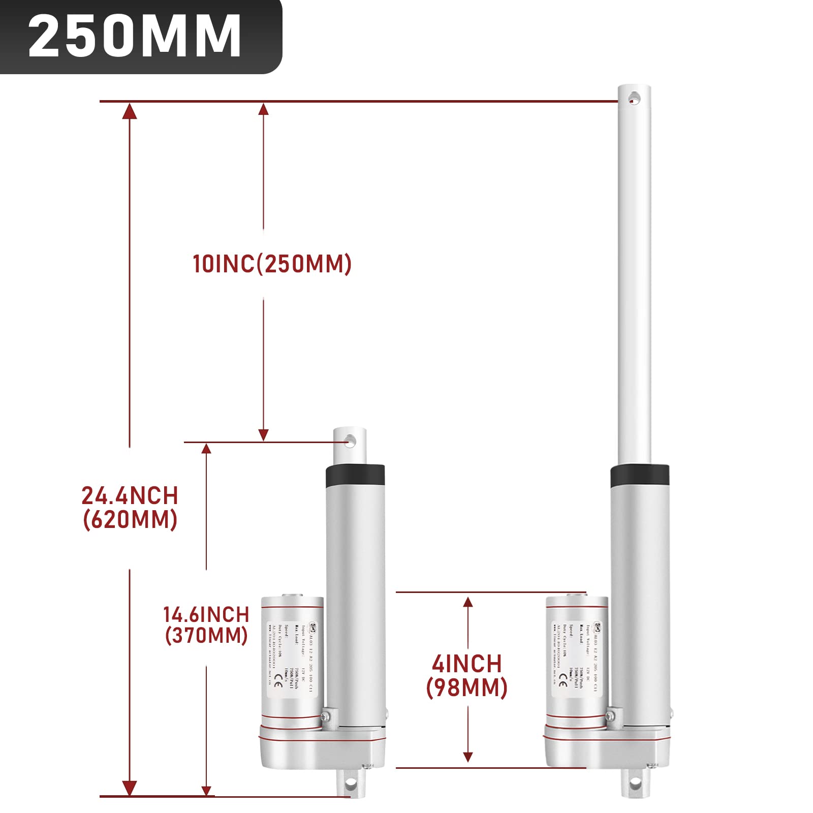 Randaco 1500N Linear Actuator 250mm DC12V Linearmotor Verstellantrieb