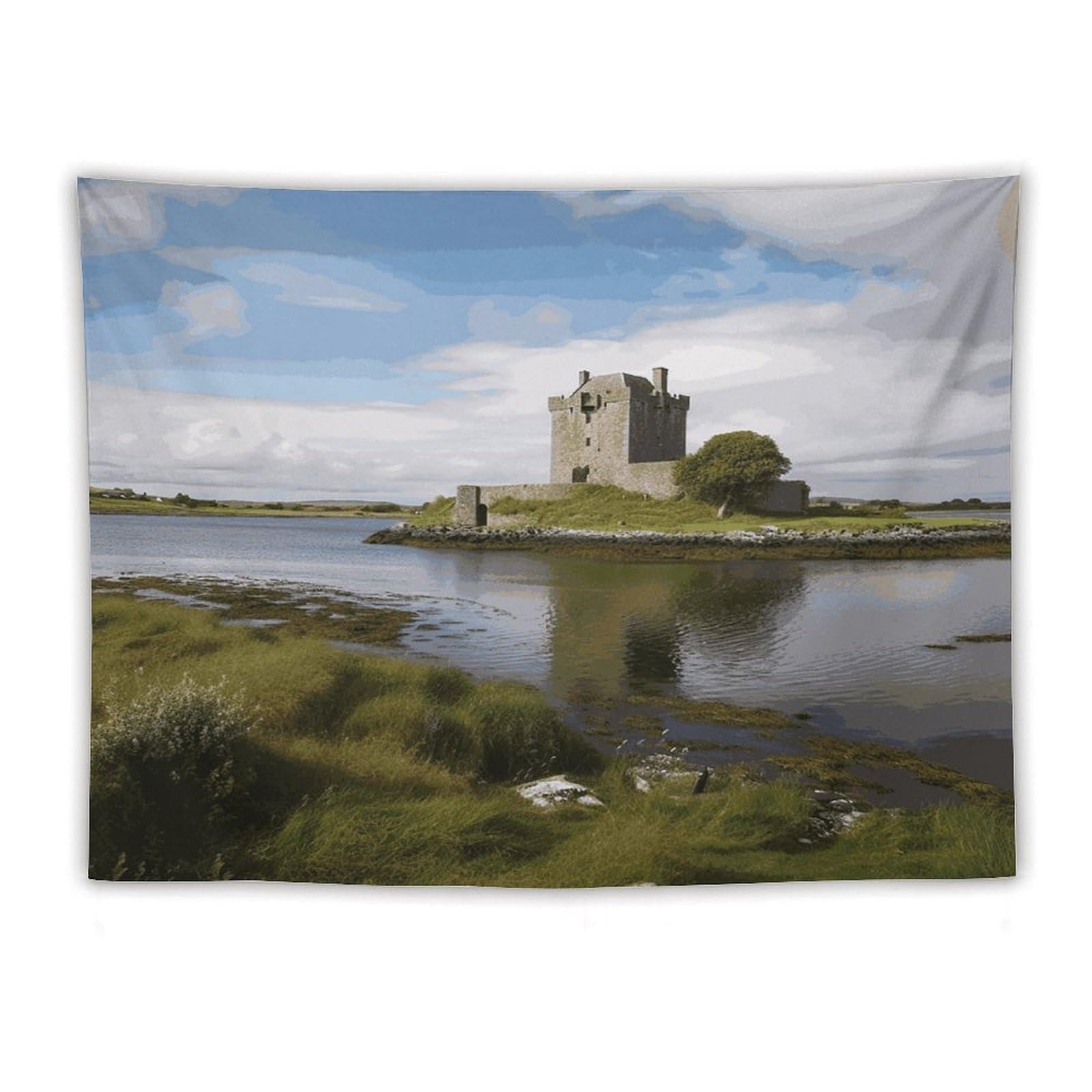 LDGSUPH View of The Dunguaire Castle Tapestry Wall Hanging Decor Anti-fading Aesthetic Wall Tapestries Fashion Wall Blanket Decor Modern Wall Art Tapestry for Bedroom Home Decor 60"x80"
