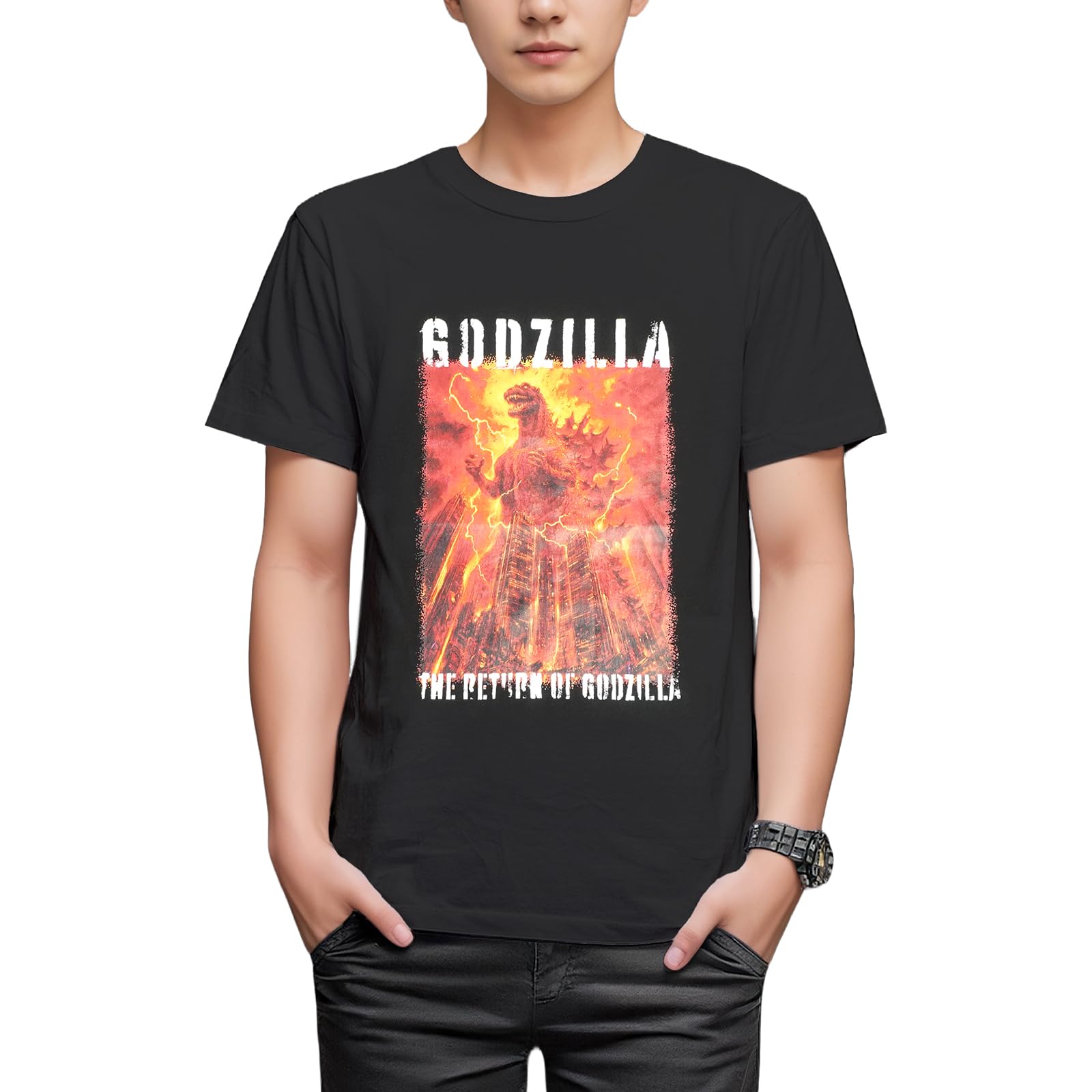 Amazon | [ファインプラス] Tシャツ 半袖 ゴジラ GODZILLA ポスター
